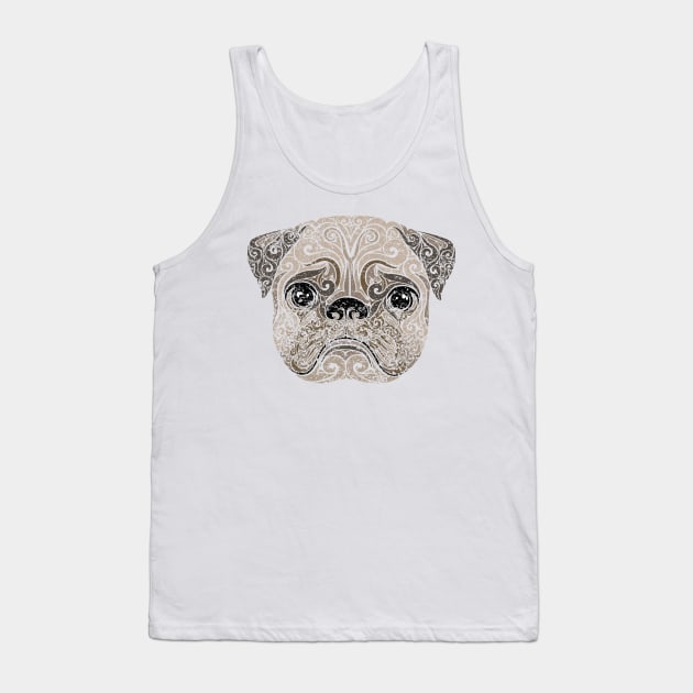 Swirly Pug Portrait (color) Tank Top by VectorInk